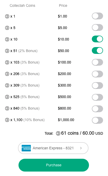Purchase Collectah Coins